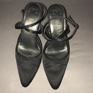 Ralph Lauren black satin pumps